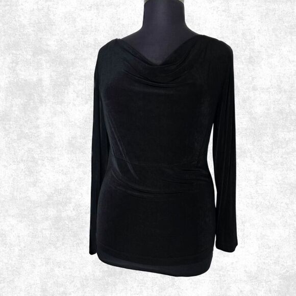 🔥 CHICO’S Travelers Black Cowl Neck Top – Size 3 (XL/16) - Picture 3 of 6